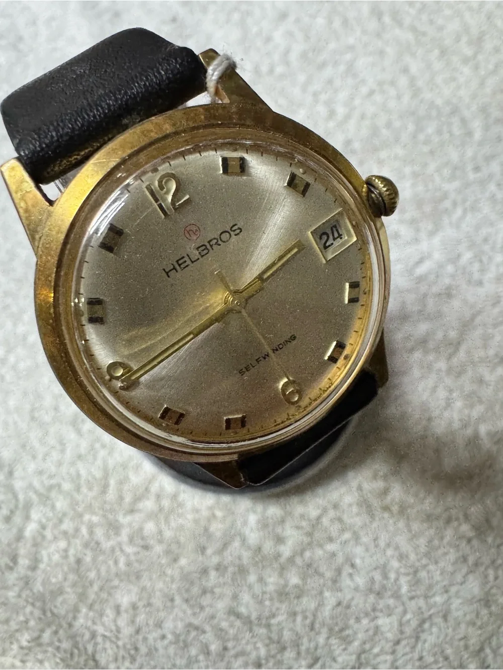Helbros Gold-Tone Men's Watch with Black Strap - Date Display